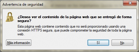 Advertencia Explorer 8 con contenido mixto HTTPS y HTTP