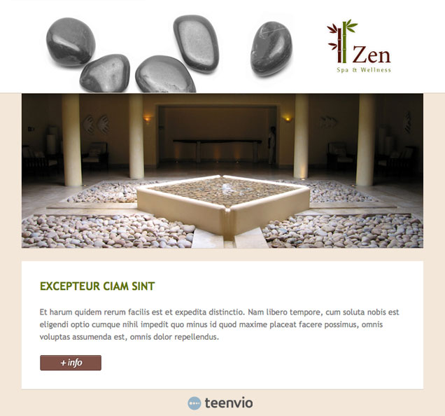 Plantilla Newsletter gratuita, Zen, para tus campañas de email marketing, portada