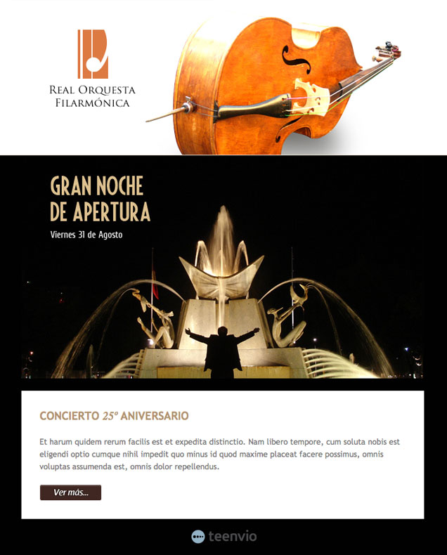 Plantilla Newsletter gratuita, Orquesta, para tus campañas de email marketing, módulo de noticia